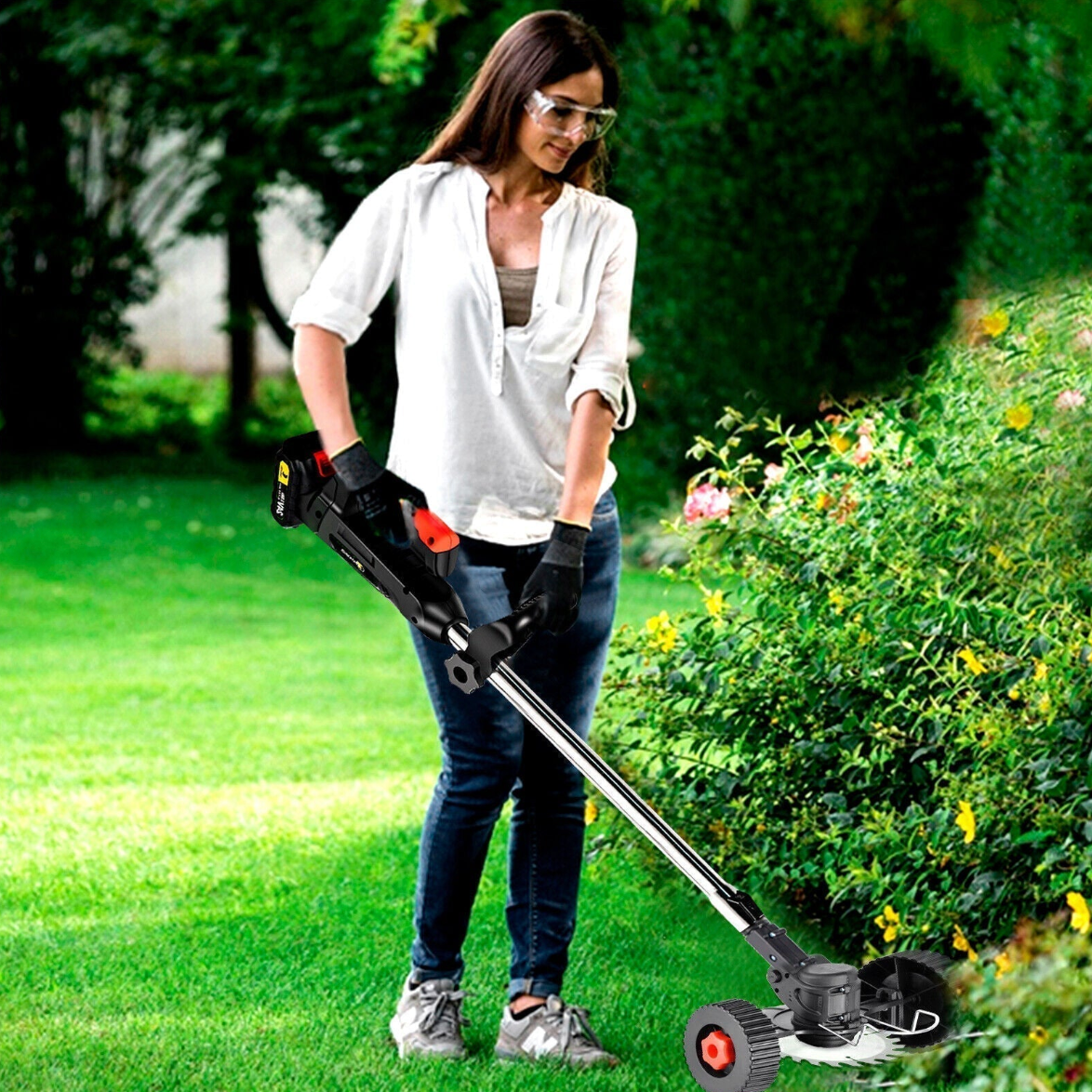 Powerful Cordless Grass Trimmer – Includes Two Free Batteries, Lightweight & Easy to Use